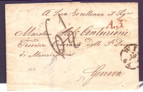 Faltbrief 1854 mit - , stempel
